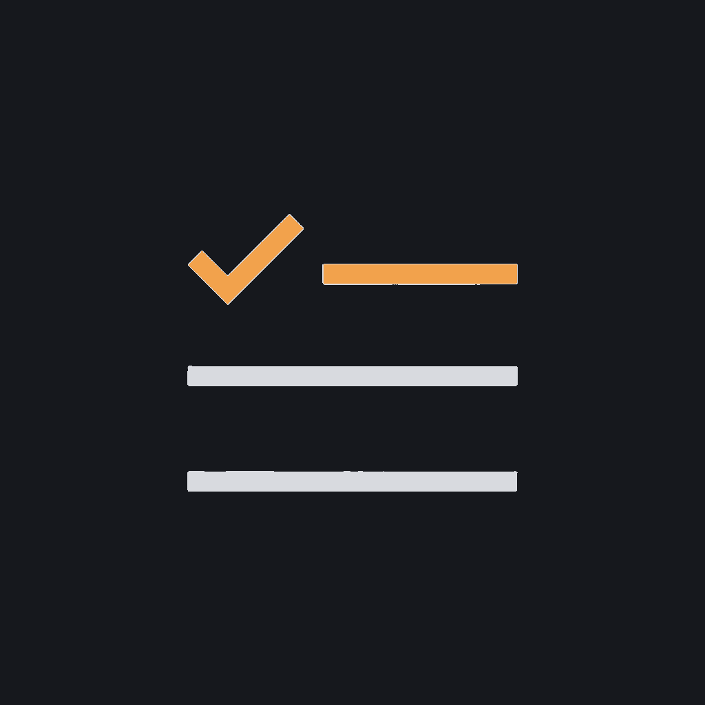 minimal line icon of a checklist with one item checked