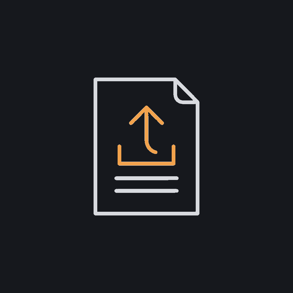 minimal line icon of a document with an upload arrow