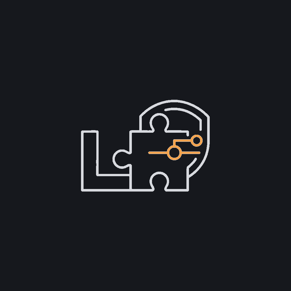 minimal line icon of two puzzle-piece system blocks interlocking, integration concept