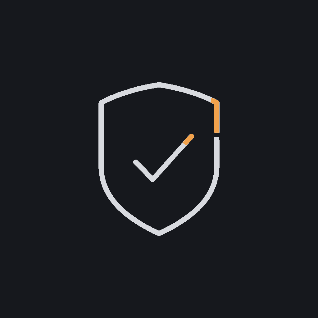 minimal line icon of a checkmark inside a shield outline, representing proven reliability