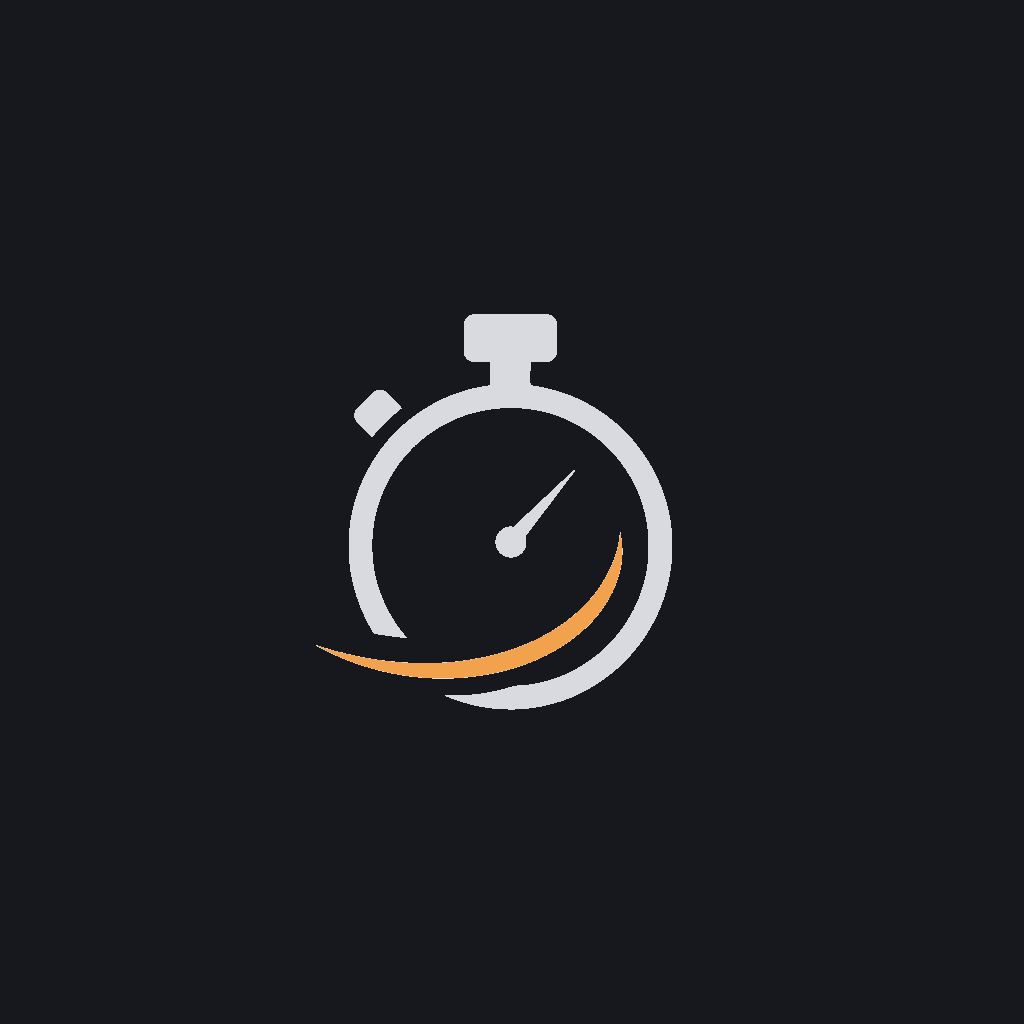 minimal line icon of a stopwatch with a short arc, representing speed of delivery