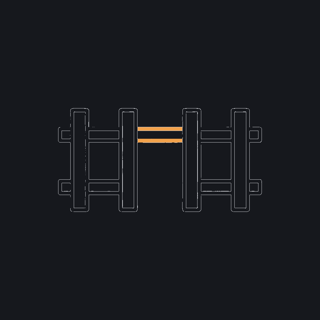 minimal line icon of a fence or boundary rail with a gap in it