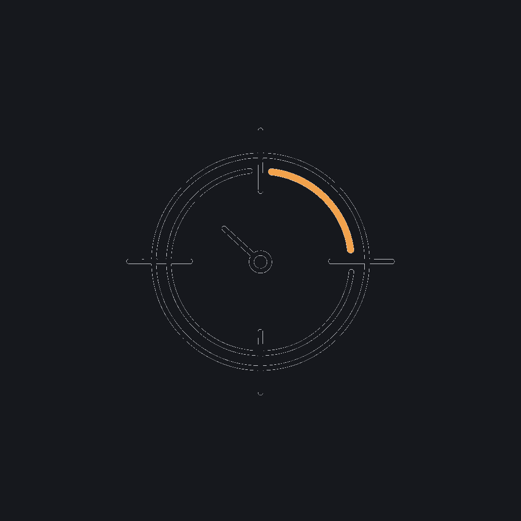 minimal line icon of a stopwatch merged with a target crosshair, representing a fixed-timeline scoping sprint