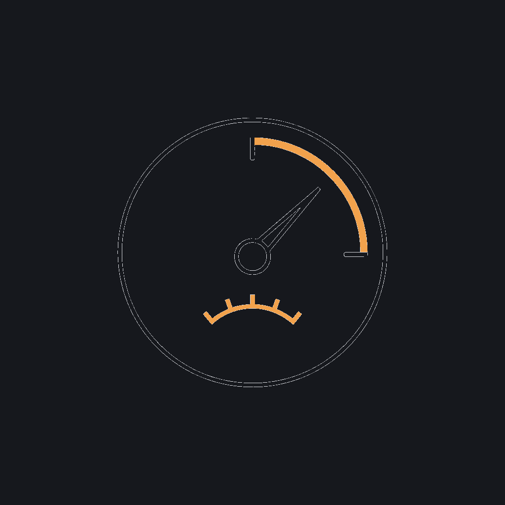 minimal line icon of a dashboard gauge, concept: operating model and cost tracking