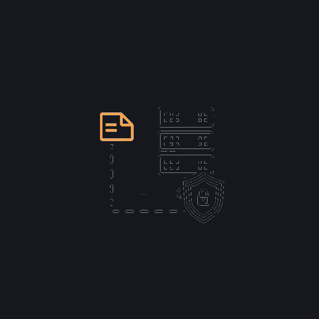&mdash; simple line diagram showing a data packet icon crossing a dashed jurisdiction boundary into a labelled server-rack icon, data-residency concept, no literal world map
