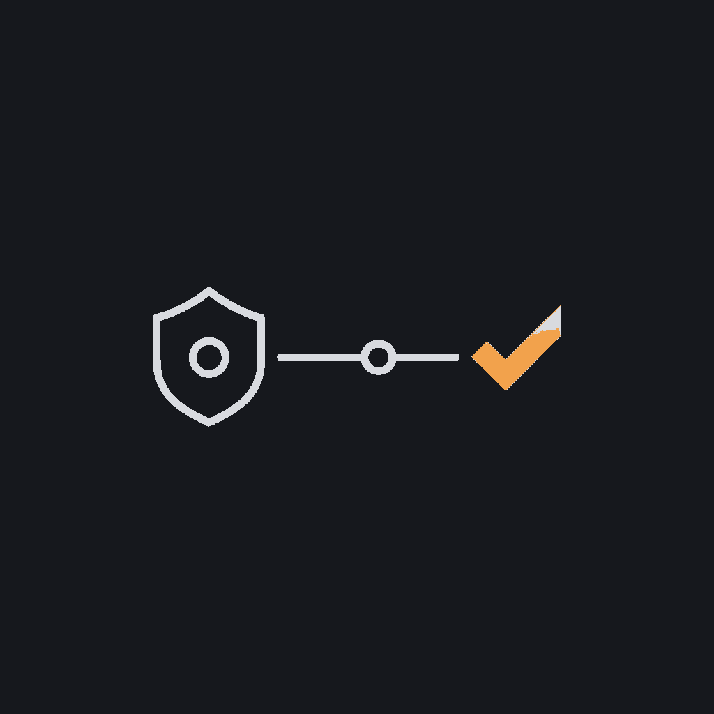 line-diagram icon of a short timeline bar ending in a checkmark, no lock icon