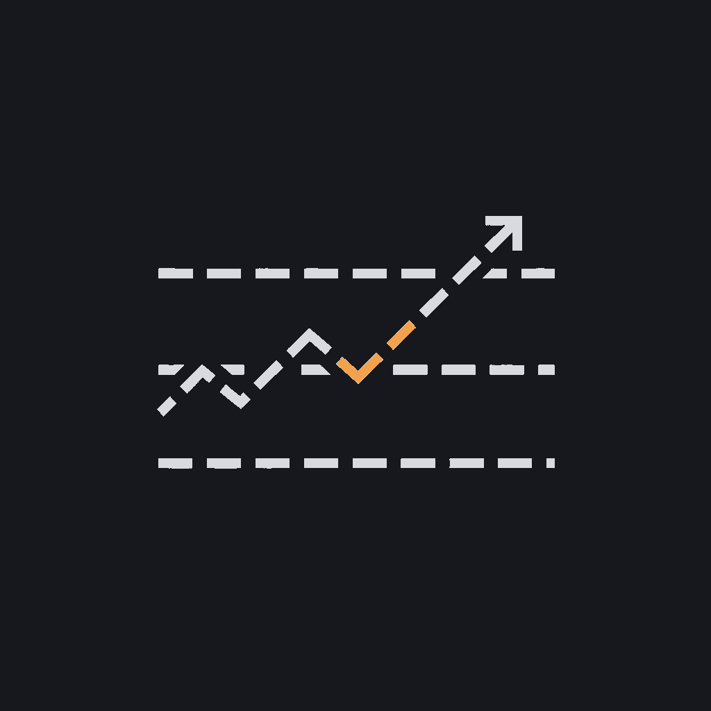 minimal line icon of a flat dashed line graph with no data points marked, representing an untracked, unmeasured process