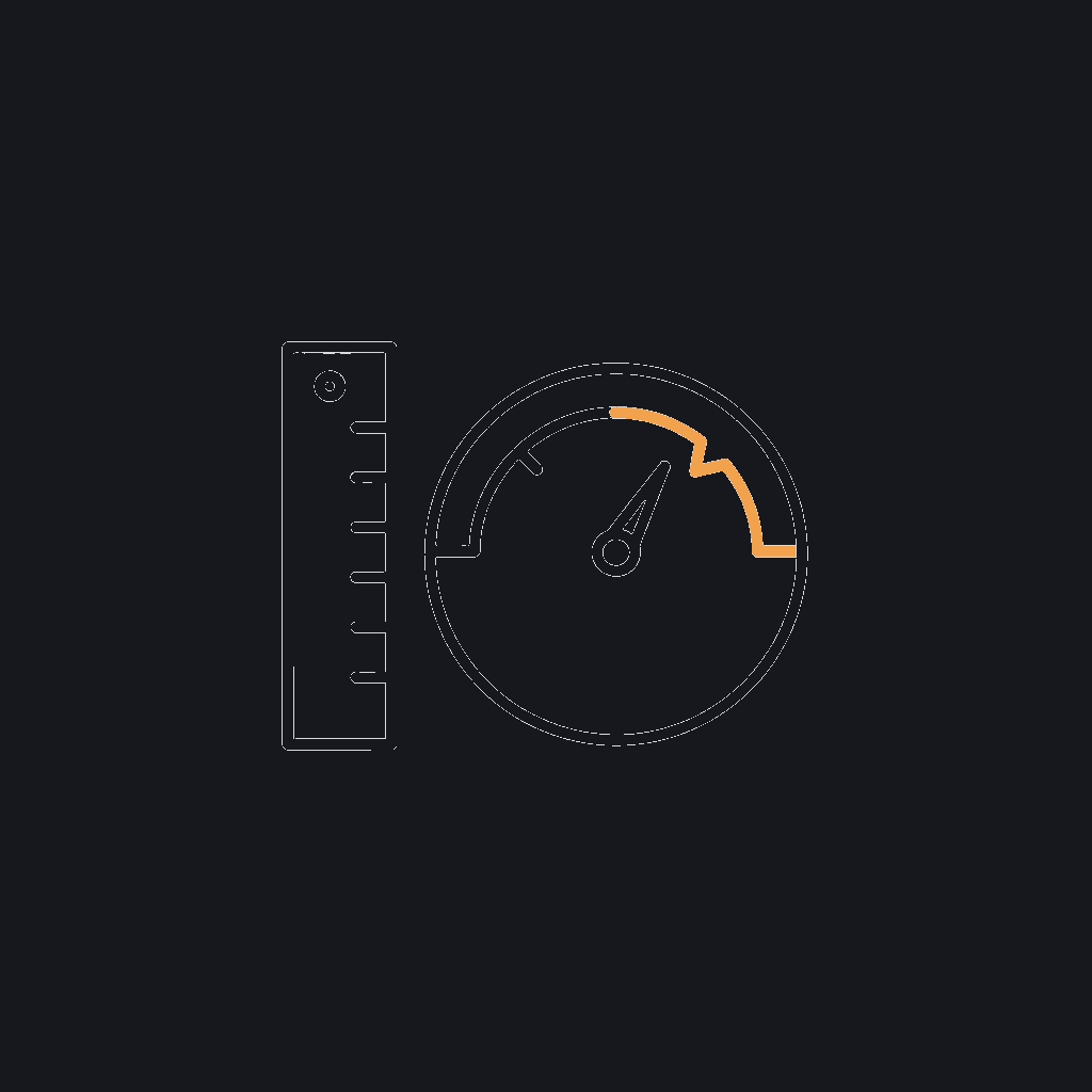 minimal line icon of a ruler beside a tolerance gauge