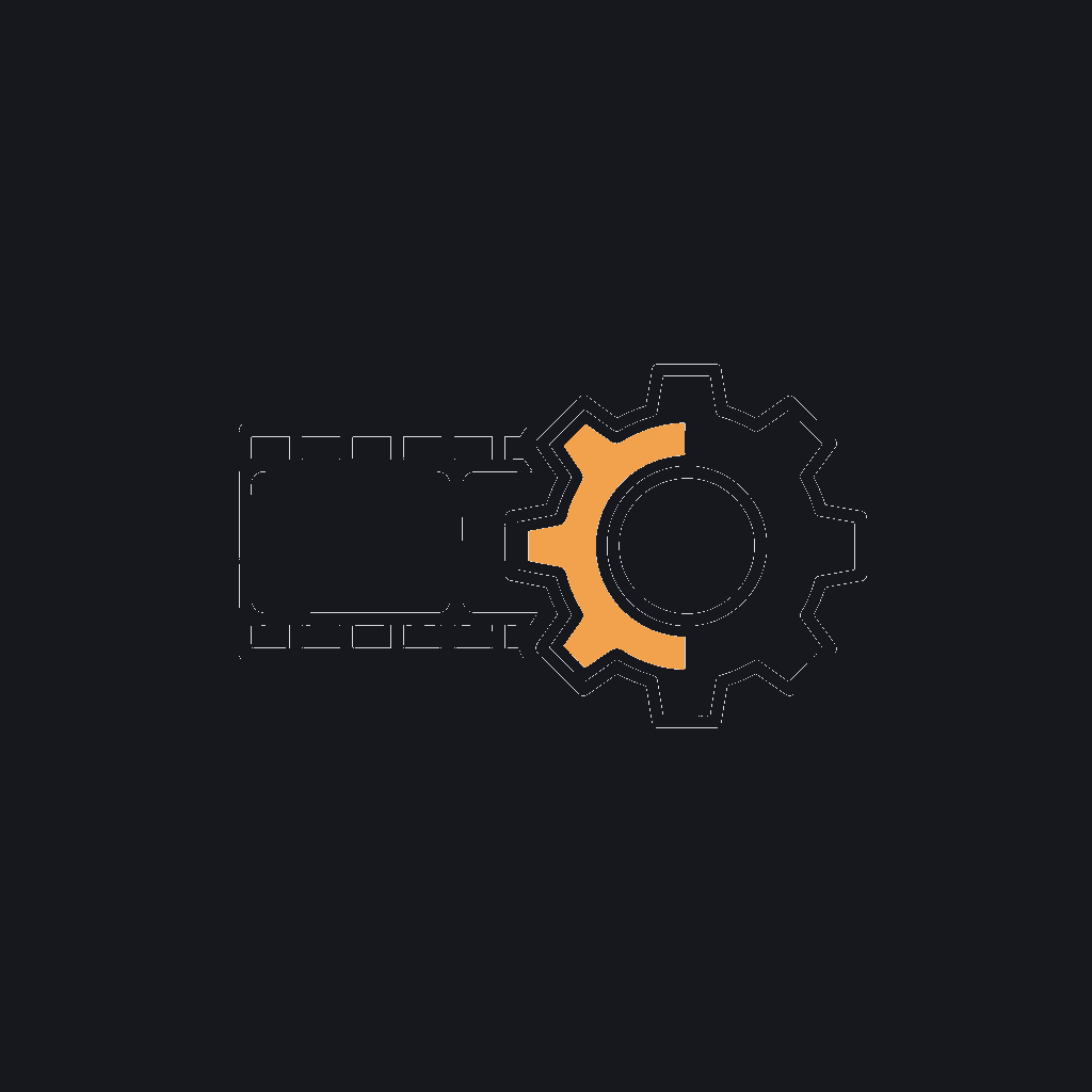 minimal line icon of a filmstrip turning into a factory gear, concept: demo footage becoming a running system