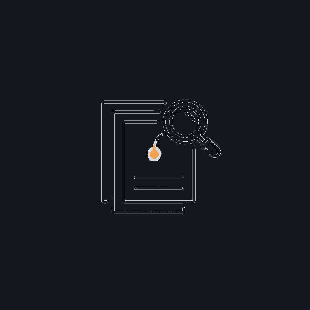 minimal line icon of a document stack with a jagged crack through the middle, breakdown concept