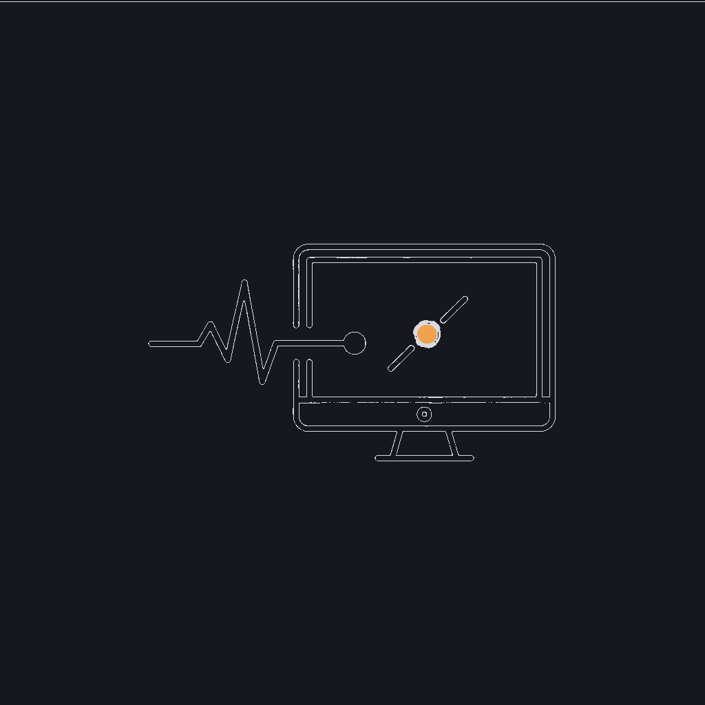 minimal line icon of a pulse line feeding into a monitor screen, live-monitoring concept