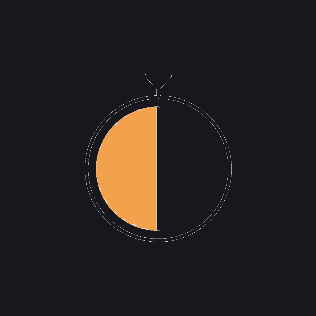 minimal line icon of a stopwatch face split into two even segments, fixed two-week sprint concept