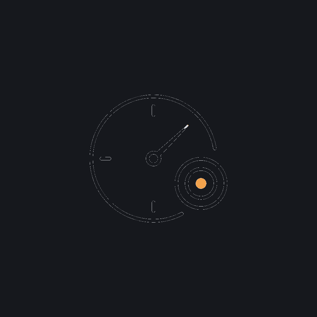 minimal line icon of a dial adjusting toward a target, model-tuning concept