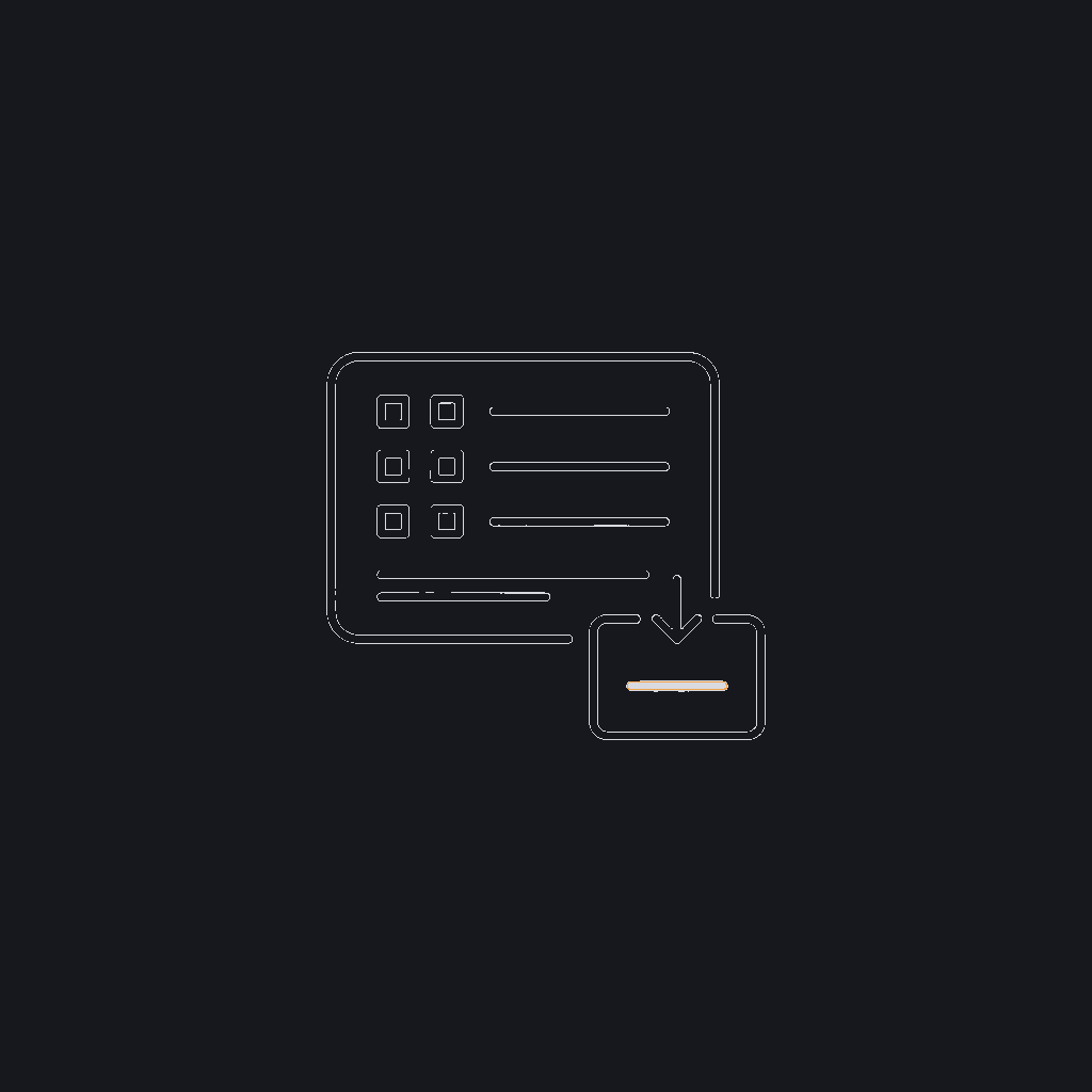 minimal line icon of a form with checkbox rows, structured-output concept