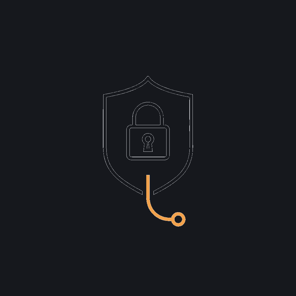 minimal line icon of a shield with a lock, governance concept