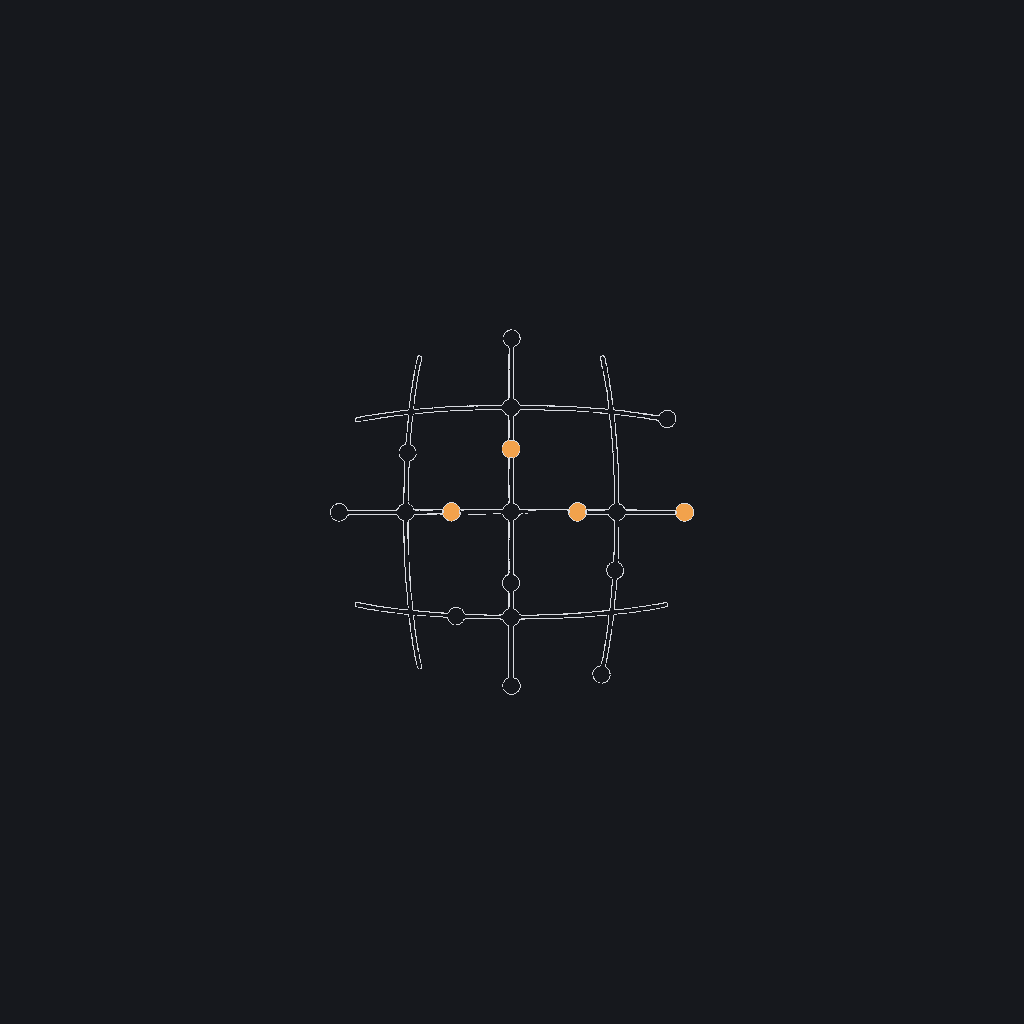 minimal line icon of scattered dots forming a grid pattern, synthetic-data concept