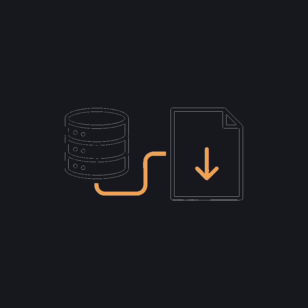 line icon of a database plugging into a document, retrieval/grounding concept