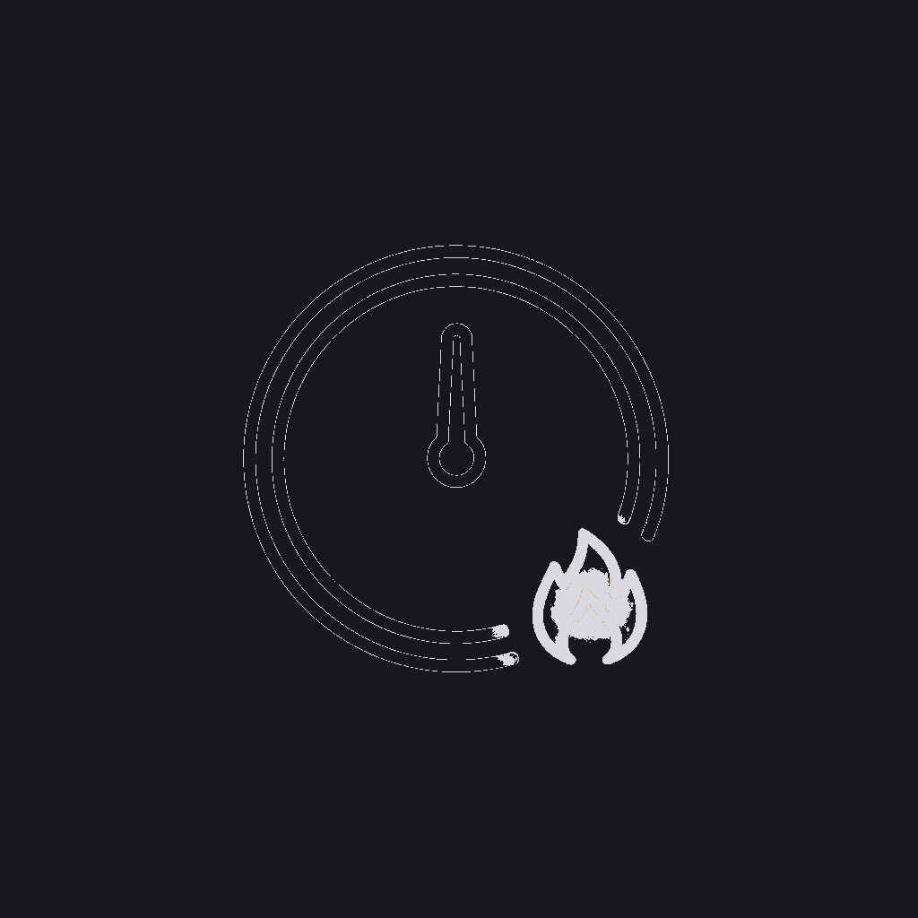 line icon of a dial turned near minimum with a small flame, selective fine-tuning concept
