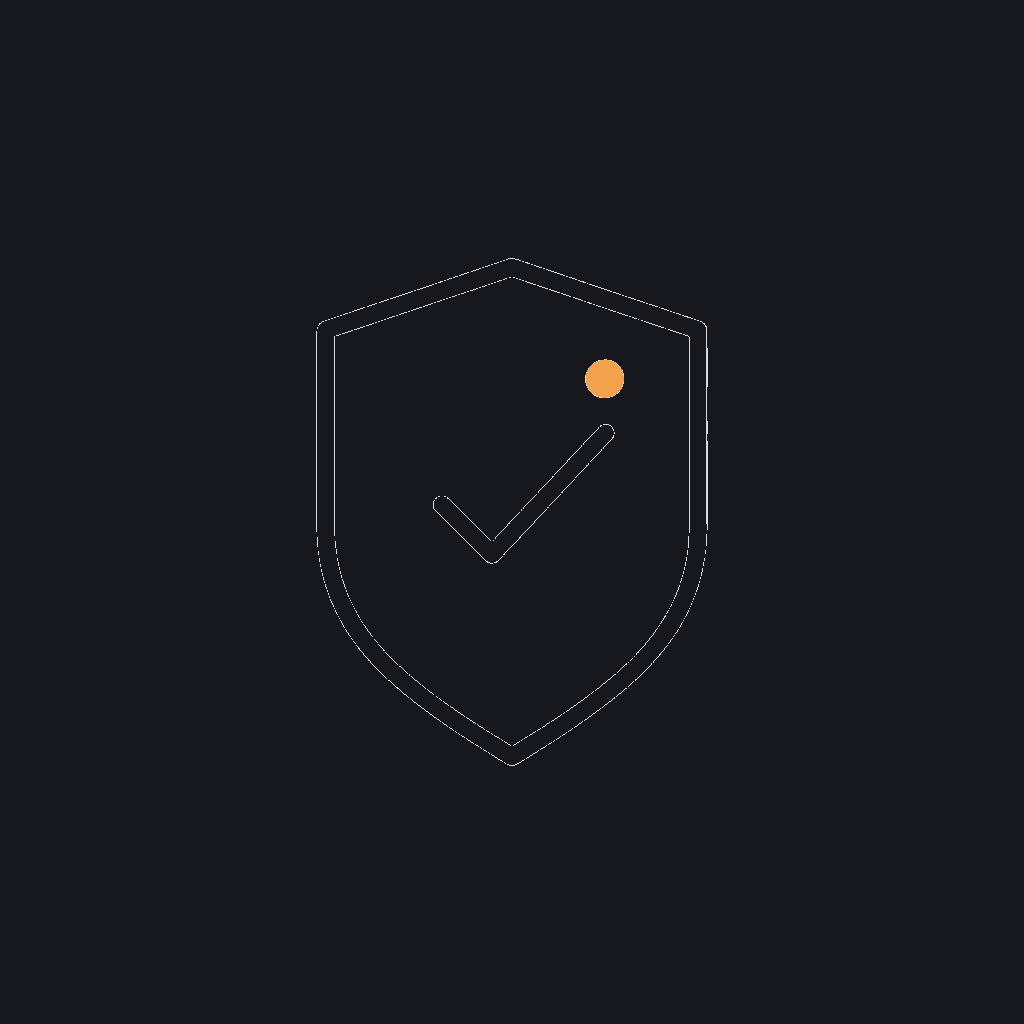 line icon of a shield with a checkmark, evaluation-gate concept