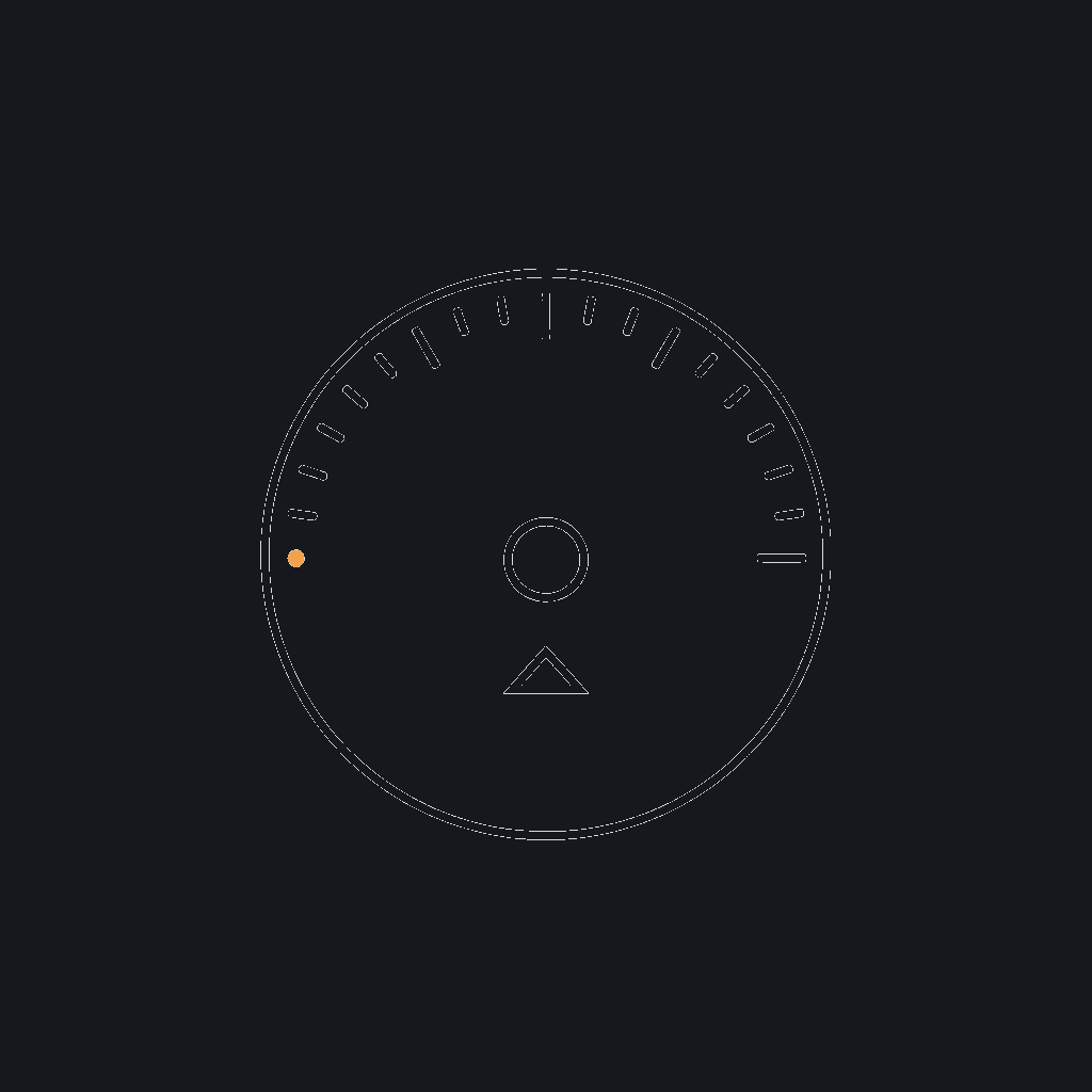 &mdash; minimal line icon of a blank gauge with no needle, representing an output with no quality score attached