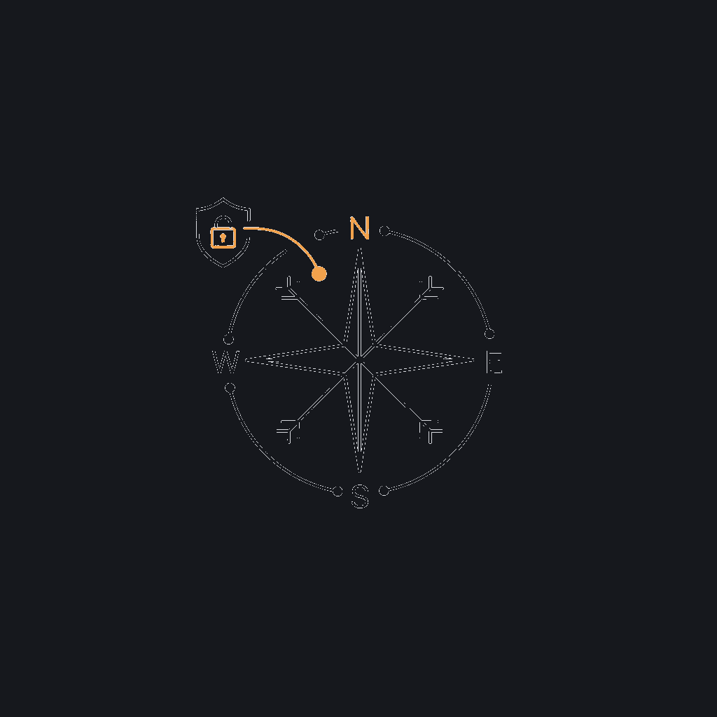 line icon of a compass rose, regional-coverage concept