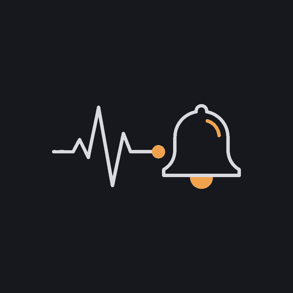 minimal line icon of a heartbeat pulse line feeding directly into a bell, real-time-alerting concept