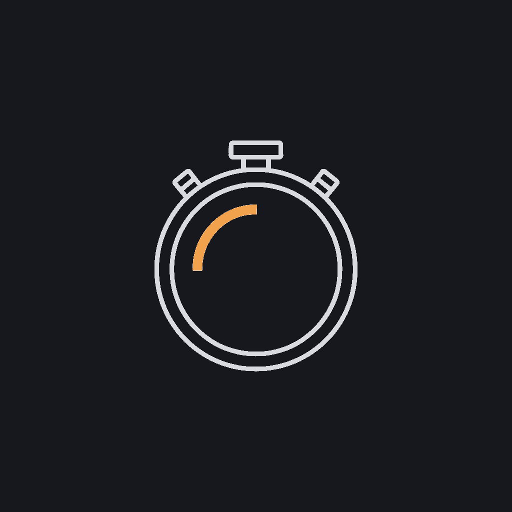 minimal line icon of a stopwatch with a compressed short arc, concept of a shortened timeline