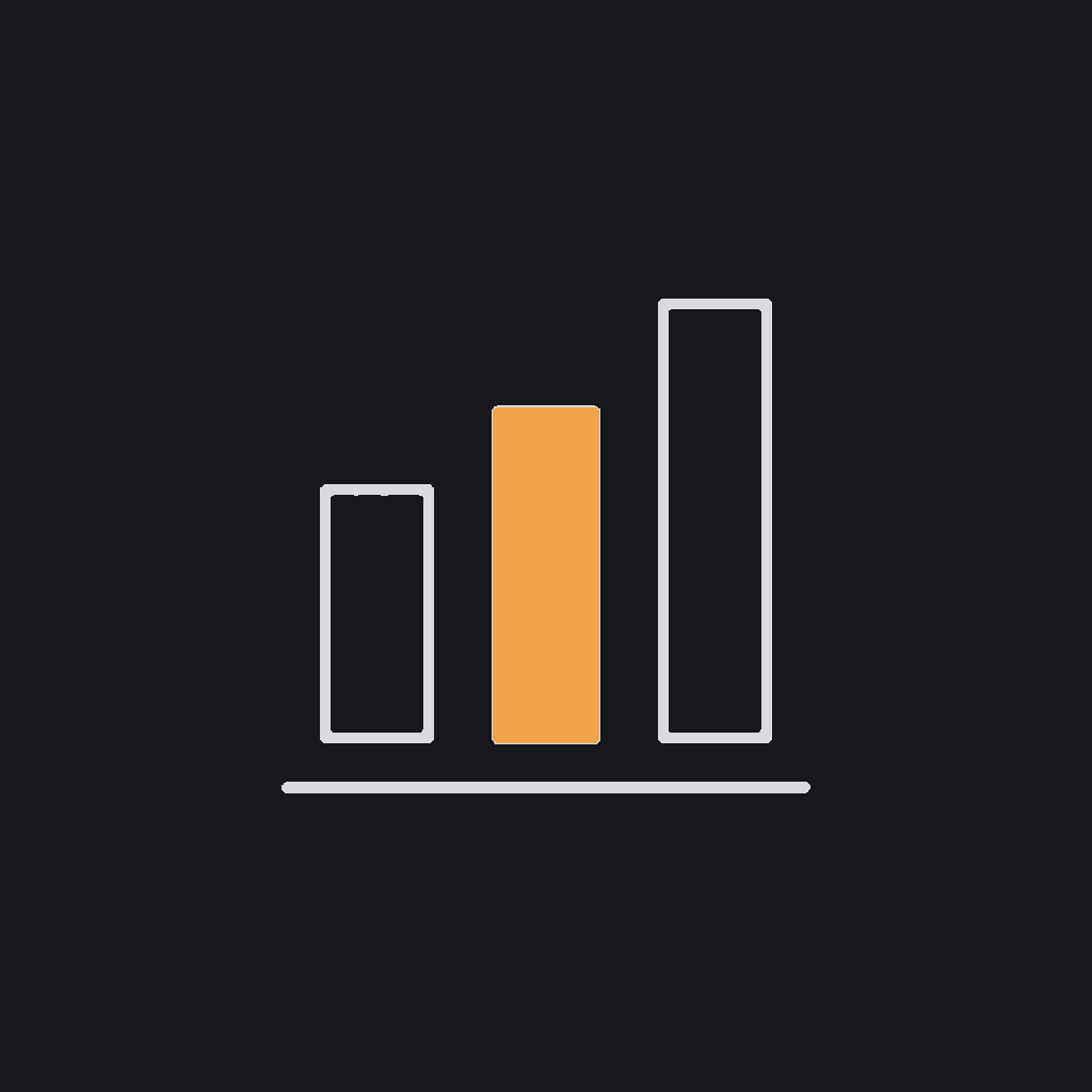 minimal line icon of a bar chart with one bar highlighted, engagement-spike concept