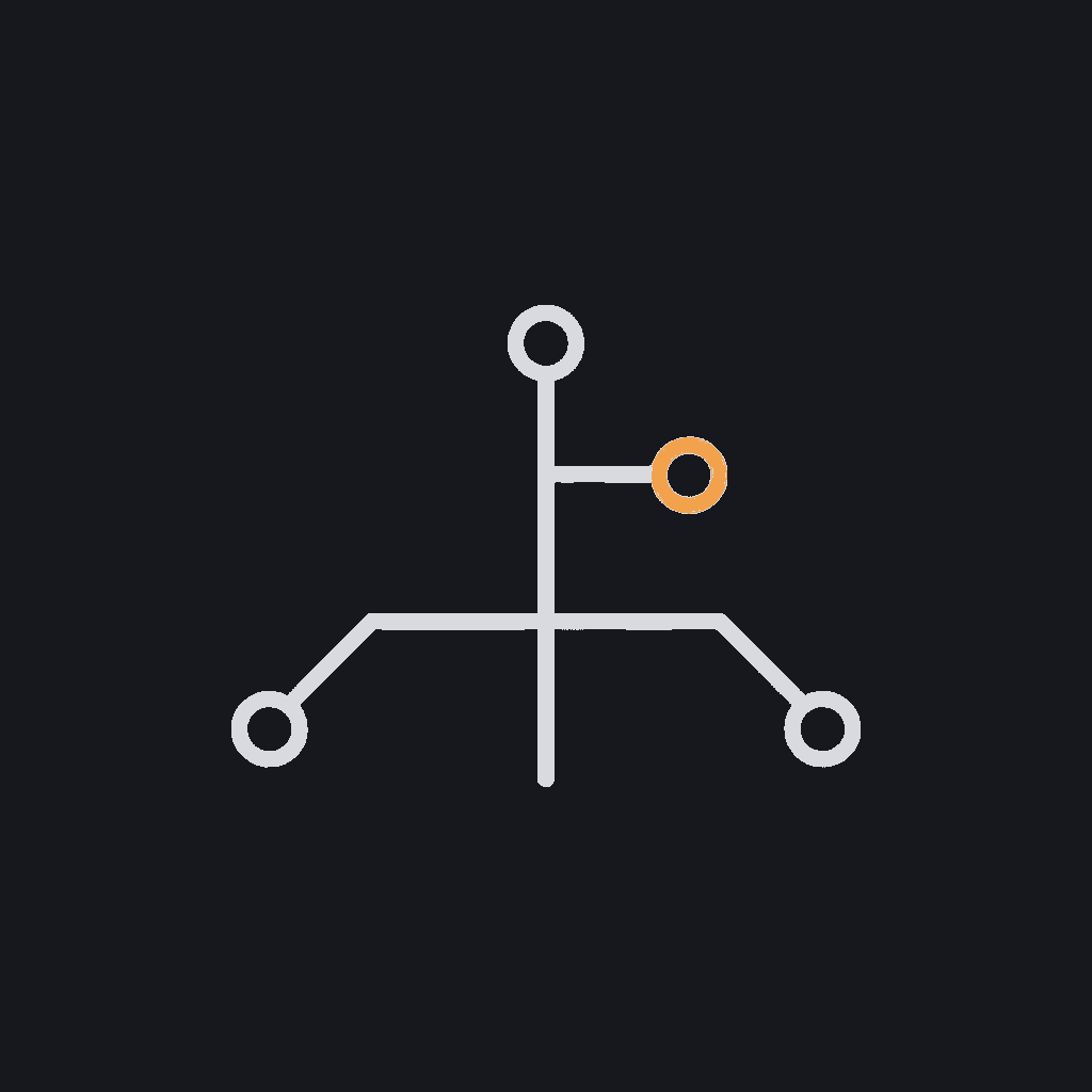 minimal line icon of a branching decision tree with three terminal nodes