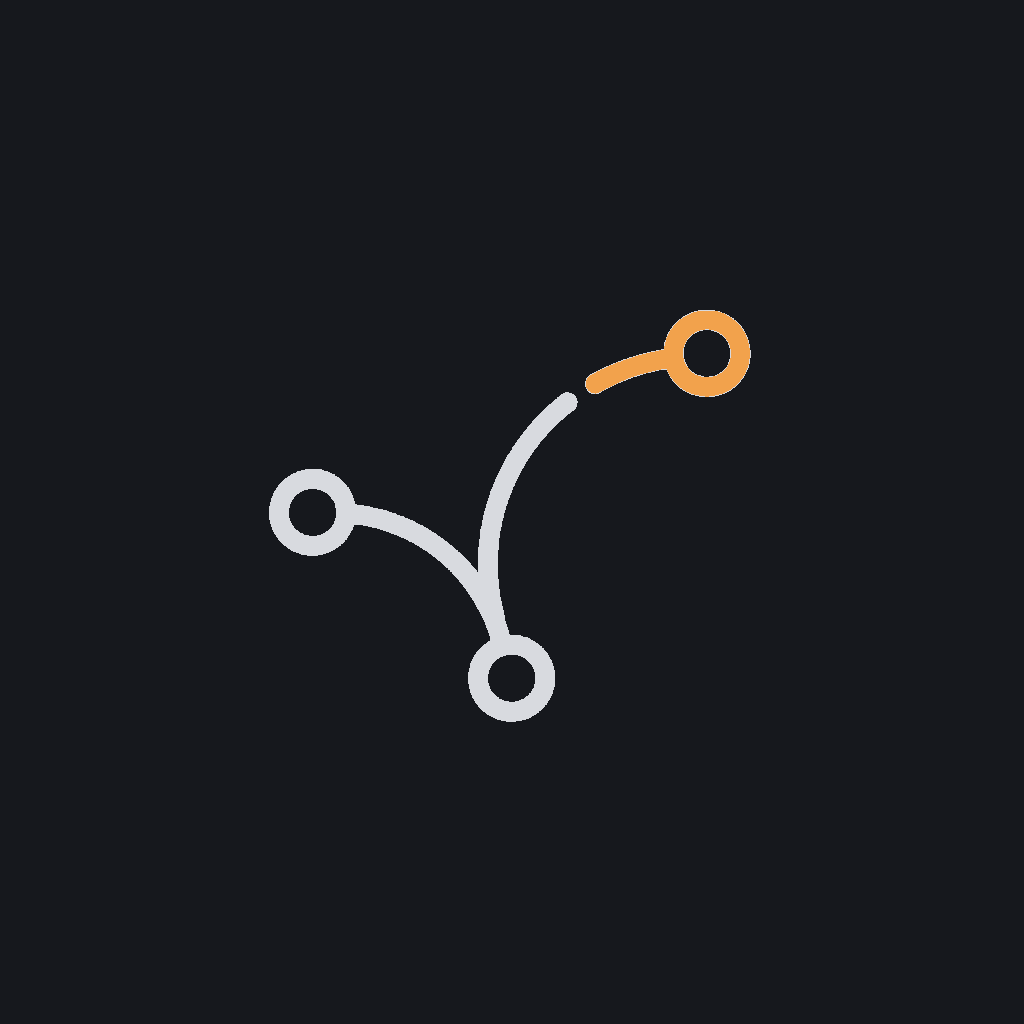 minimal line icon of a branching path with one node highlighted, individualized-route concept