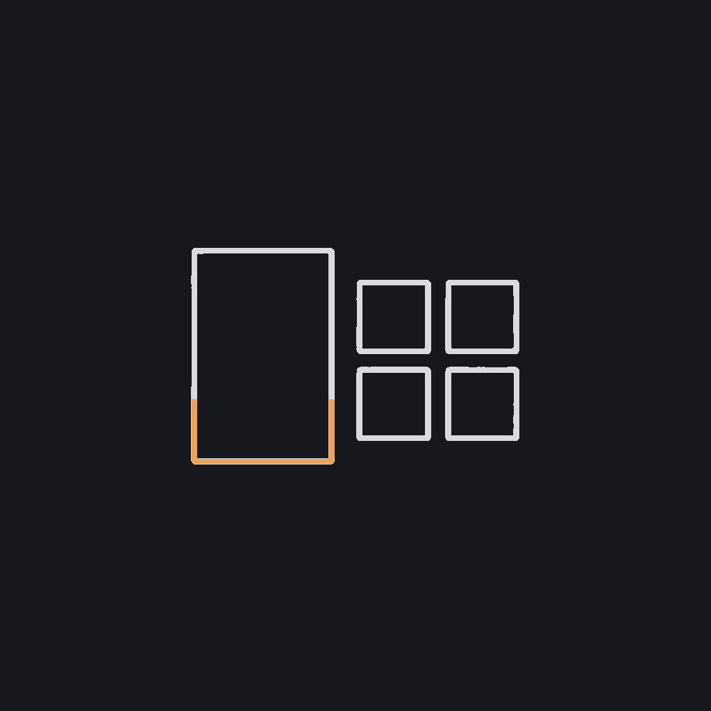 minimal line icon of a video tile grid with one enlarged active-speaker tile