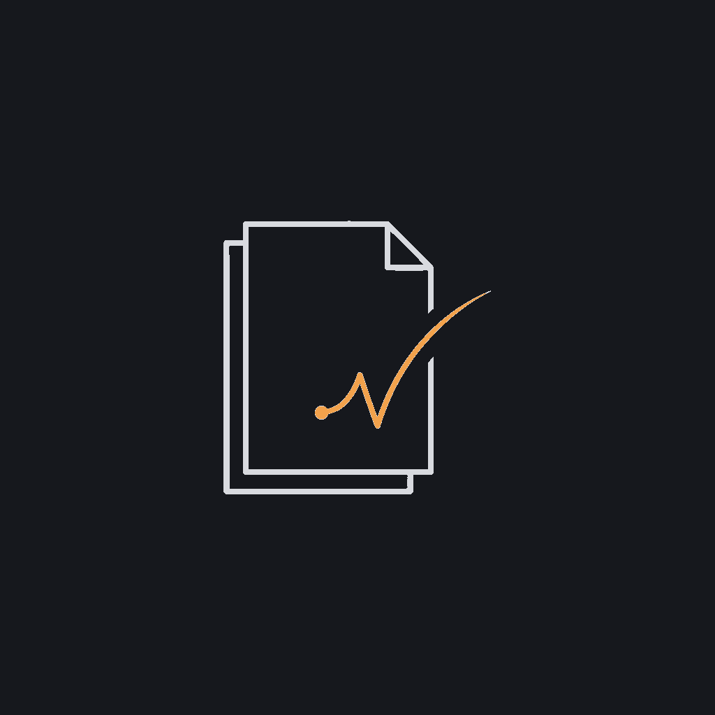 minimal line icon of a document with a small spark/pen mark, generative-content concept