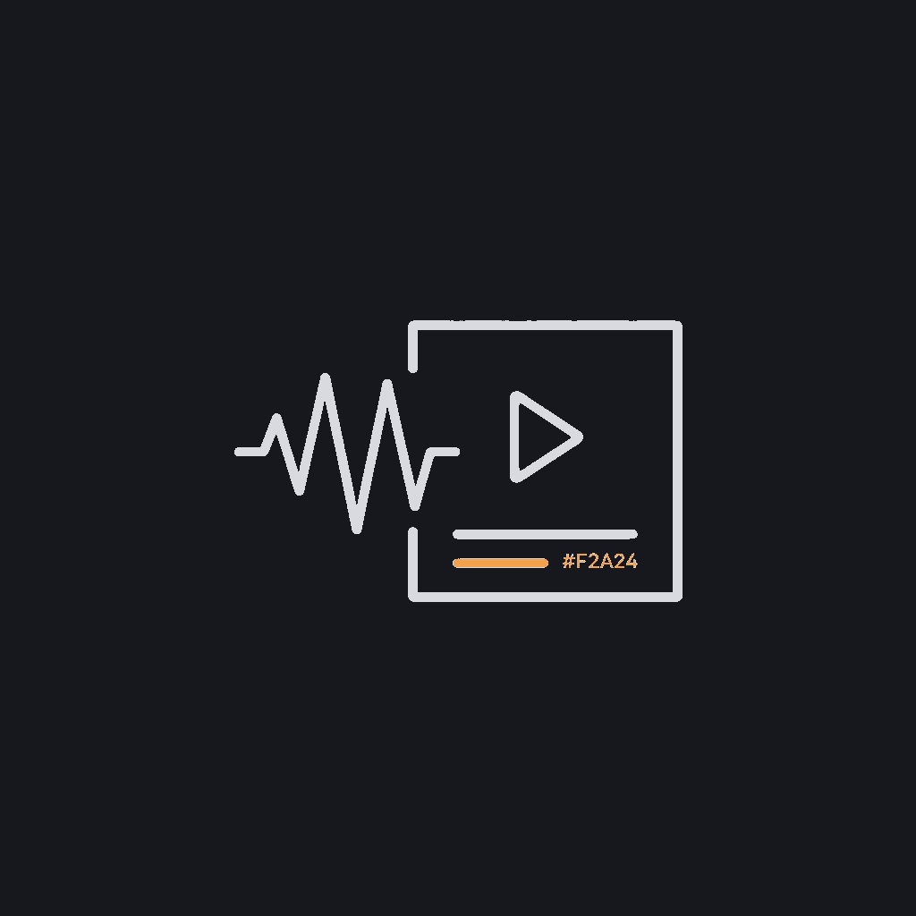 minimal line icon of a waveform merging into a captioned video frame, dub/caption automation concept