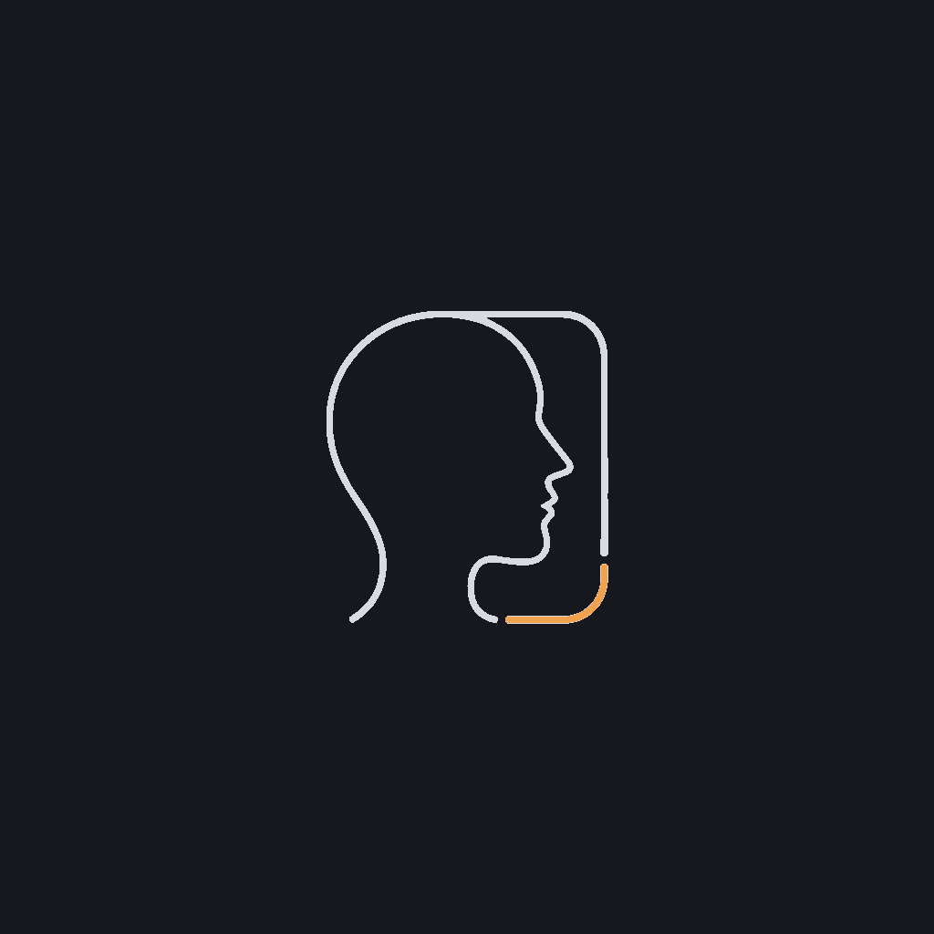 minimal line icon of a face silhouette morphing into a UI card outline, personalization concept