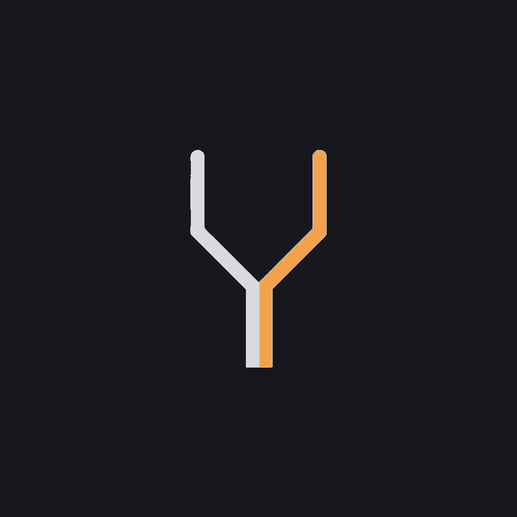 minimal line icon of a path splitting into a fork with one branch highlighted, predictive routing concept