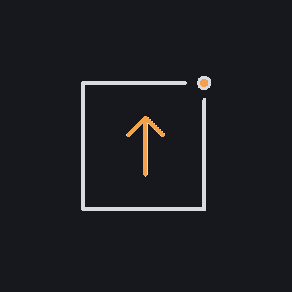 minimal line icon of an arrow exiting an open bracket, shipping/deployment concept