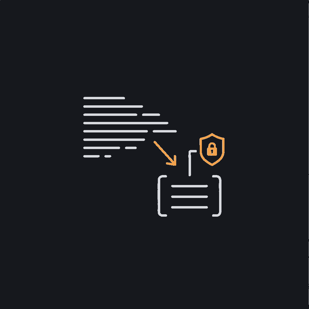 minimal line icon of a long text block collapsing into three short lines, summarization concept