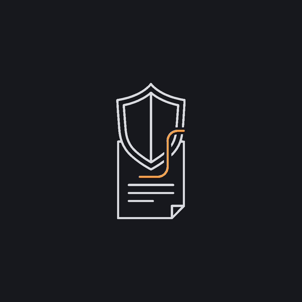 minimal line icon of a shield over a document, data-compliance concept