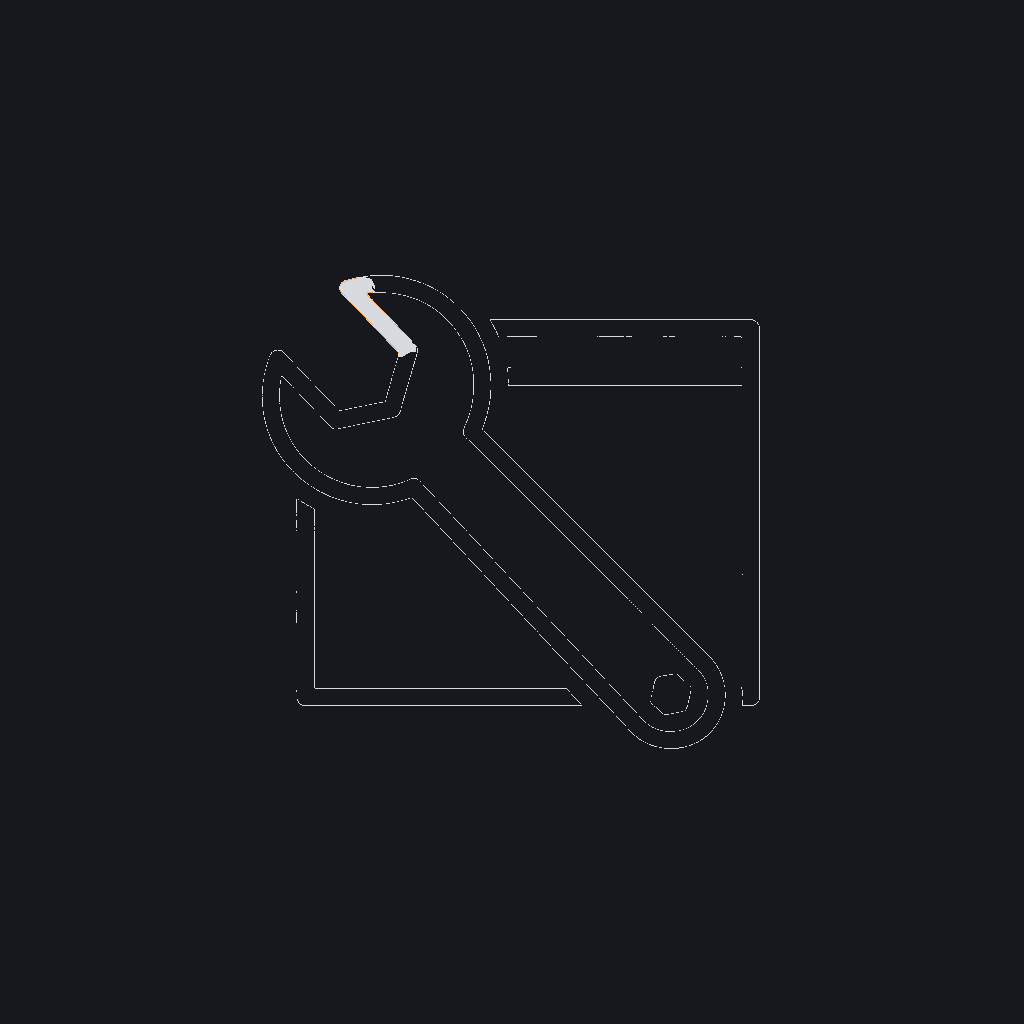 minimal line icon of a wrench crossing a rectangular window frame