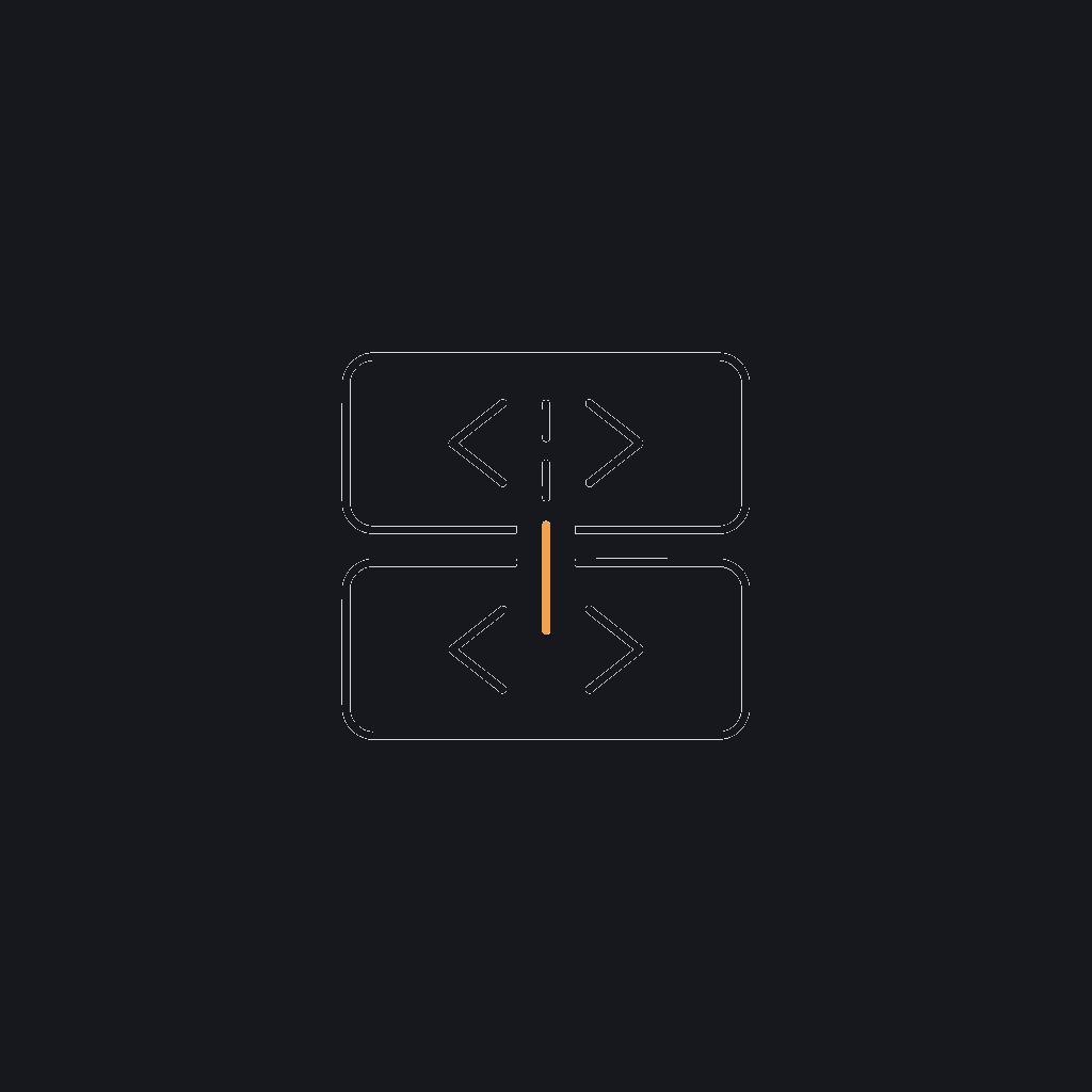 minimal line icon of angle brackets around a cursor, active-build concept