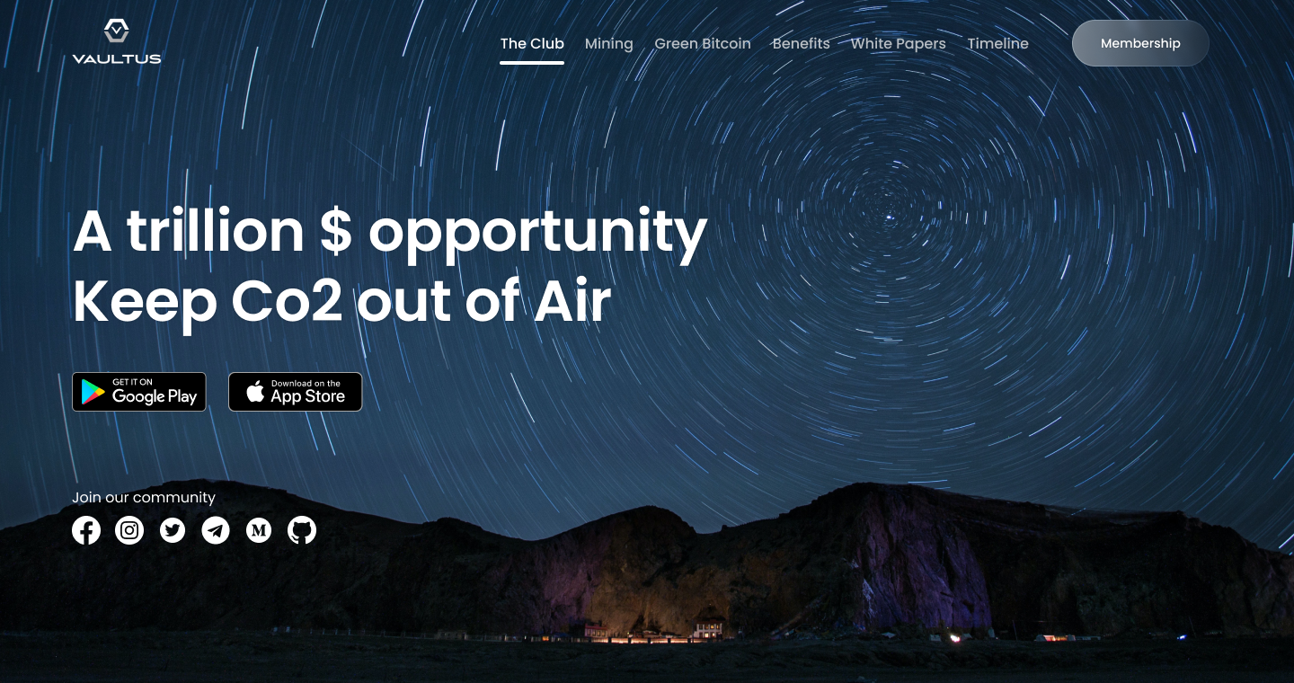 screenshot of the Vaultus product interface, primary dashboard or home screen