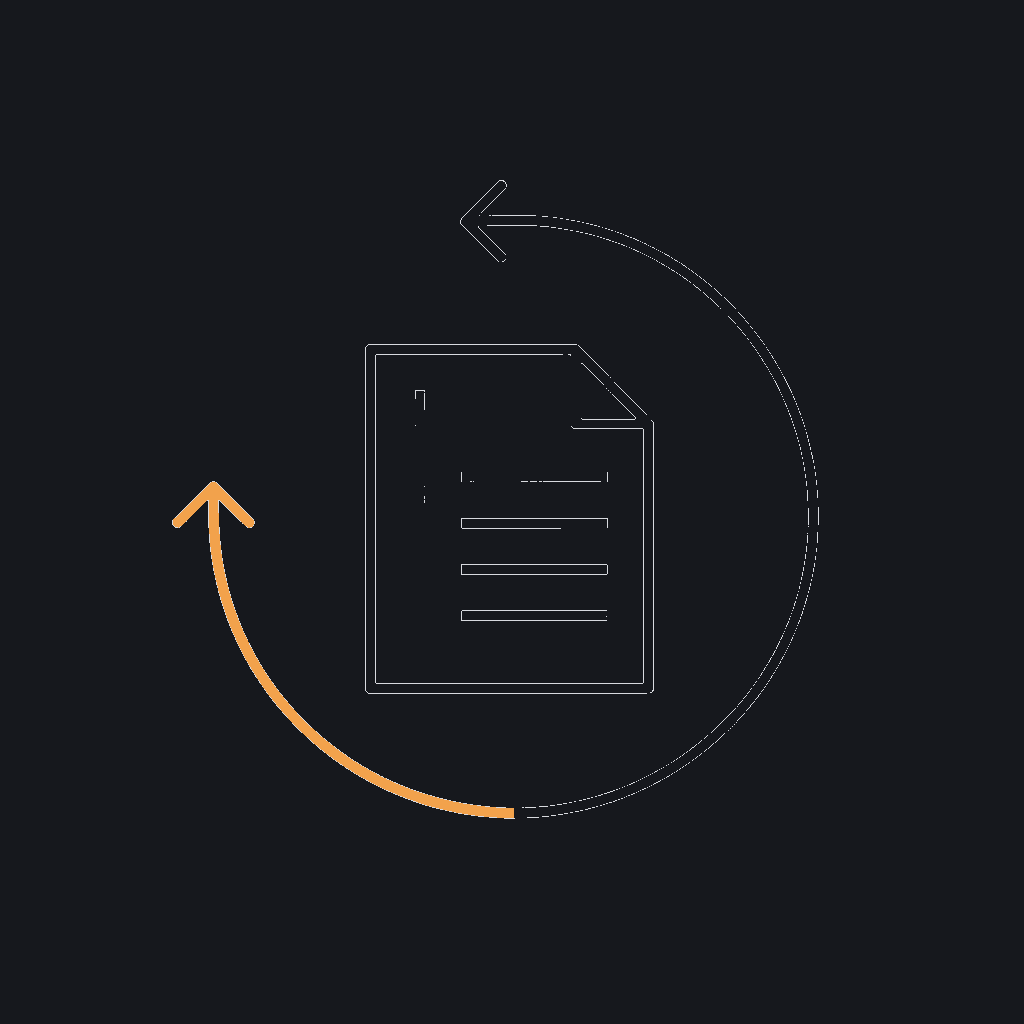 minimal line icon of a recurring-payment cycle arrow around an invoice sheet, bill-pay concept