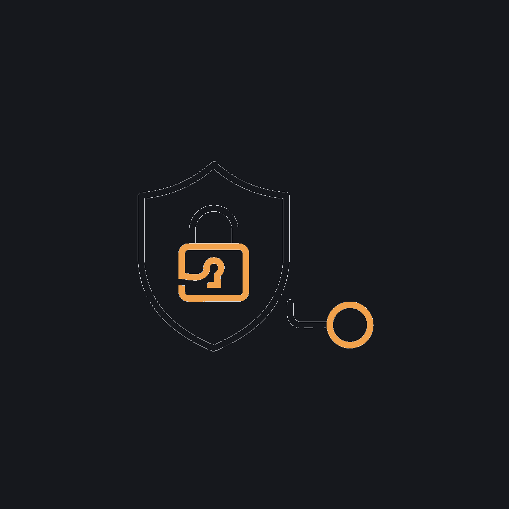 minimal line icon of a shield with a padlock, data-security concept