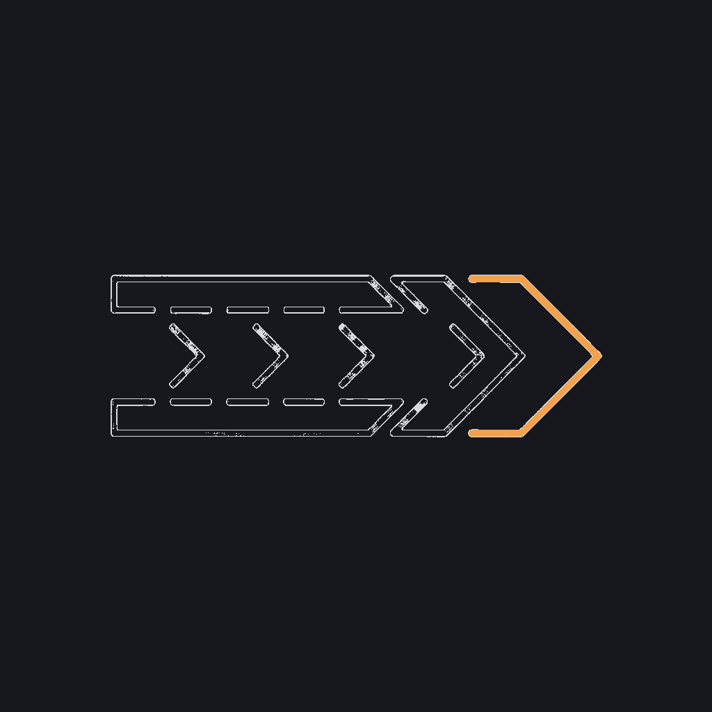 minimal line icon of a six-segment arrow path moving left to right, process-cadence concept