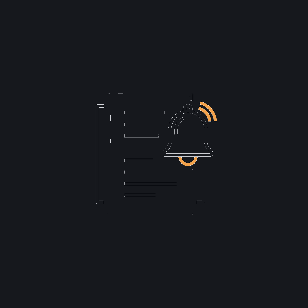 minimal line icon of a document with an alert bell, HITECH breach-notification concept