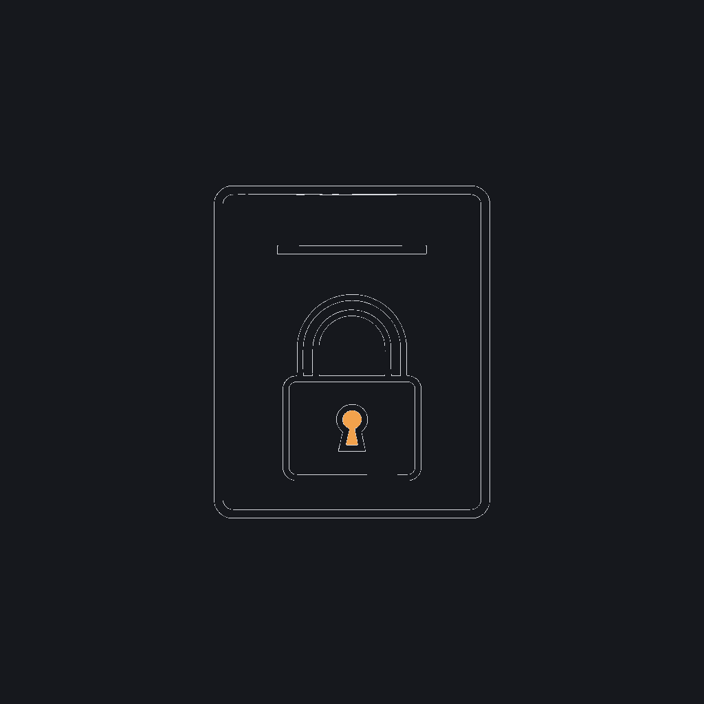minimal line icon of a padlock overlaid on a patient record card, HIPAA access-control concept