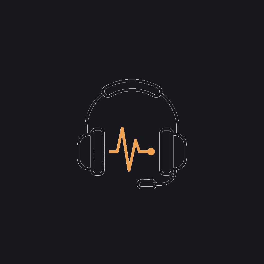 minimal line icon of a headset with a pulse line, ongoing support concept