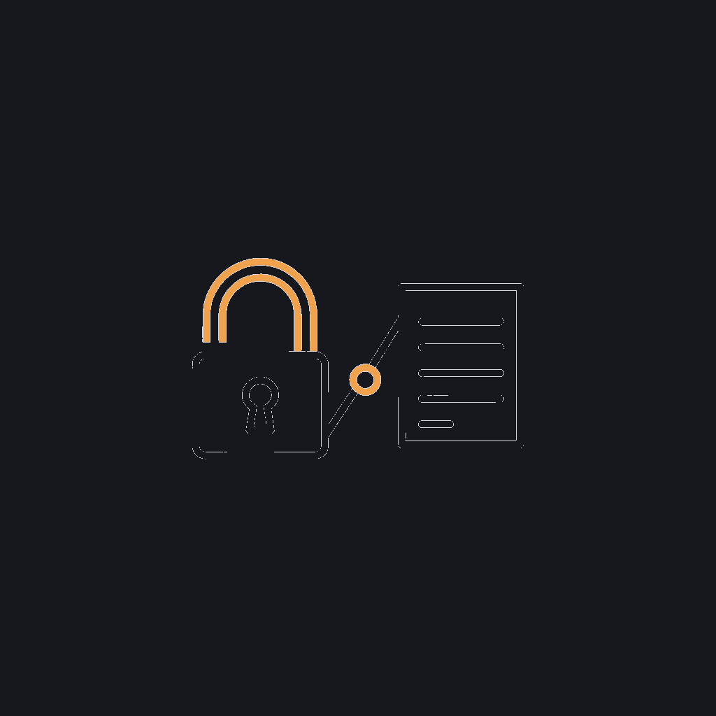 minimal line icon of a padlock over a data record, health data security concept