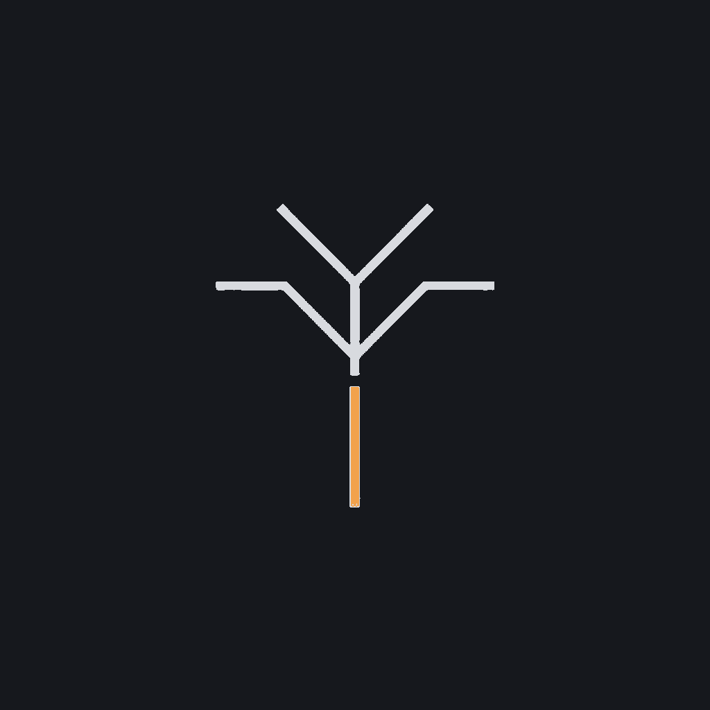 line icon of a branching flowchart converging into a single path, concept: many decisions resolving into one plan