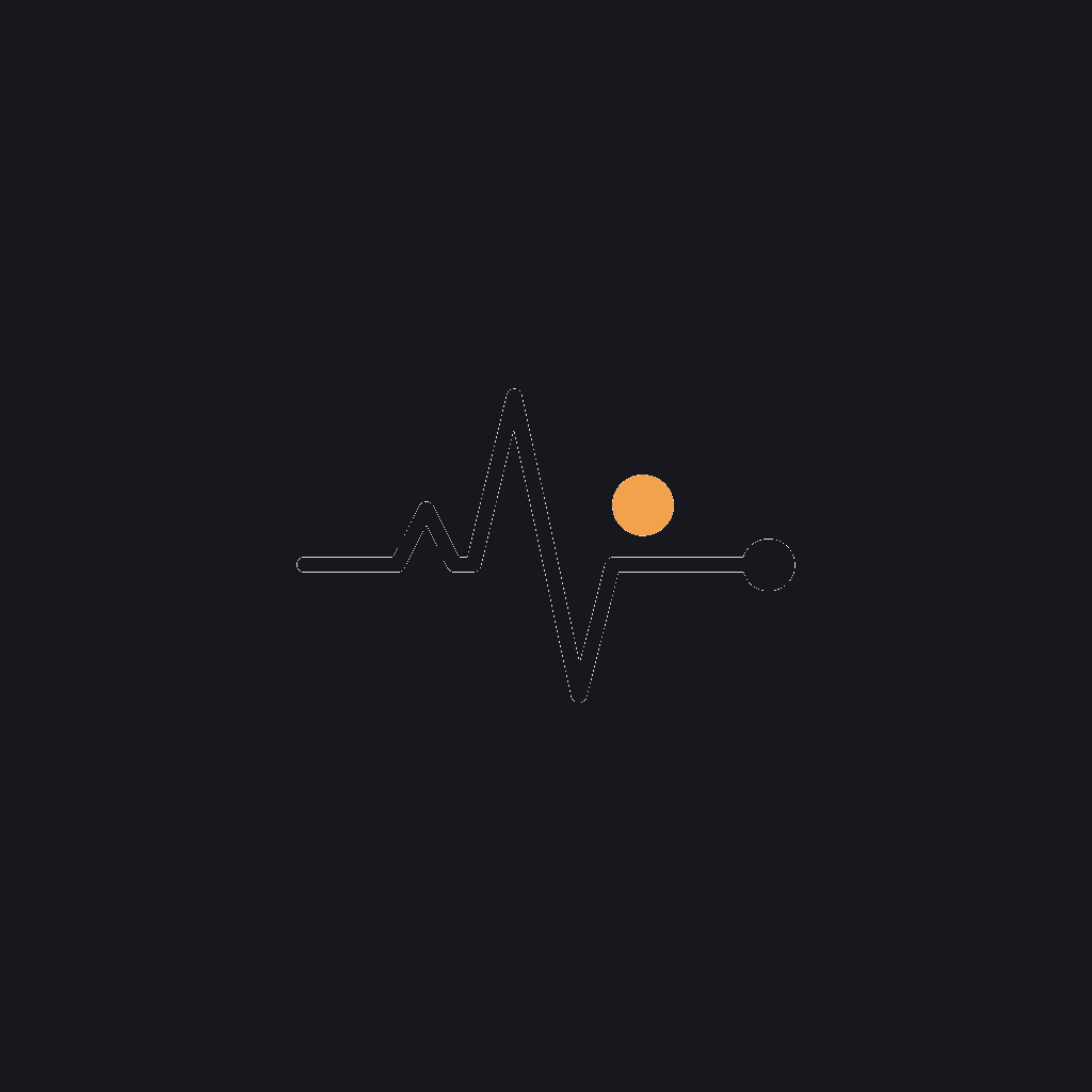 minimal line icon of a pulse/heartbeat waveform with a status dot, live monitoring concept